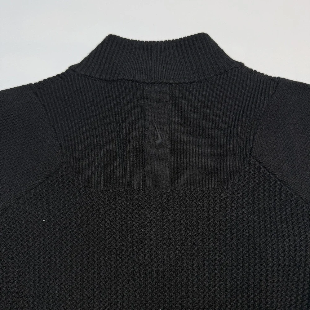 Nike Bodysuit Womens Large Black Ribbed Knit Long Sleeve 1/2 Zip FD8149-010